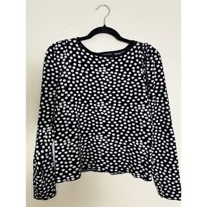 Zac & Rachel Womens Polka Dot Sweater Knit Leg of Mutton Stretch Outdoor Casual